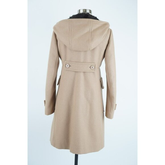 Prada Women's Long Wool Hooded Inner Faux Fur Coat SZ 40 Tan Brown $3,995 - Picture 4 of 12